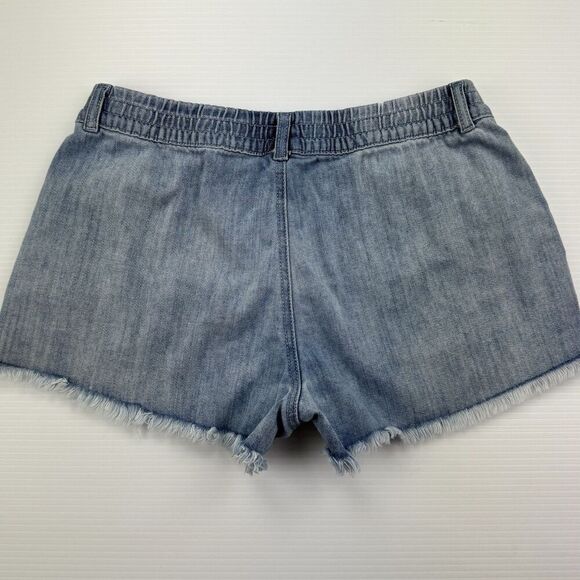 Aerie Jean Shorts Blue Distressed Lace Pull On Denim Small Elastic Waist - Picture 3 of 9